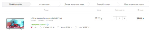 корзина заказа